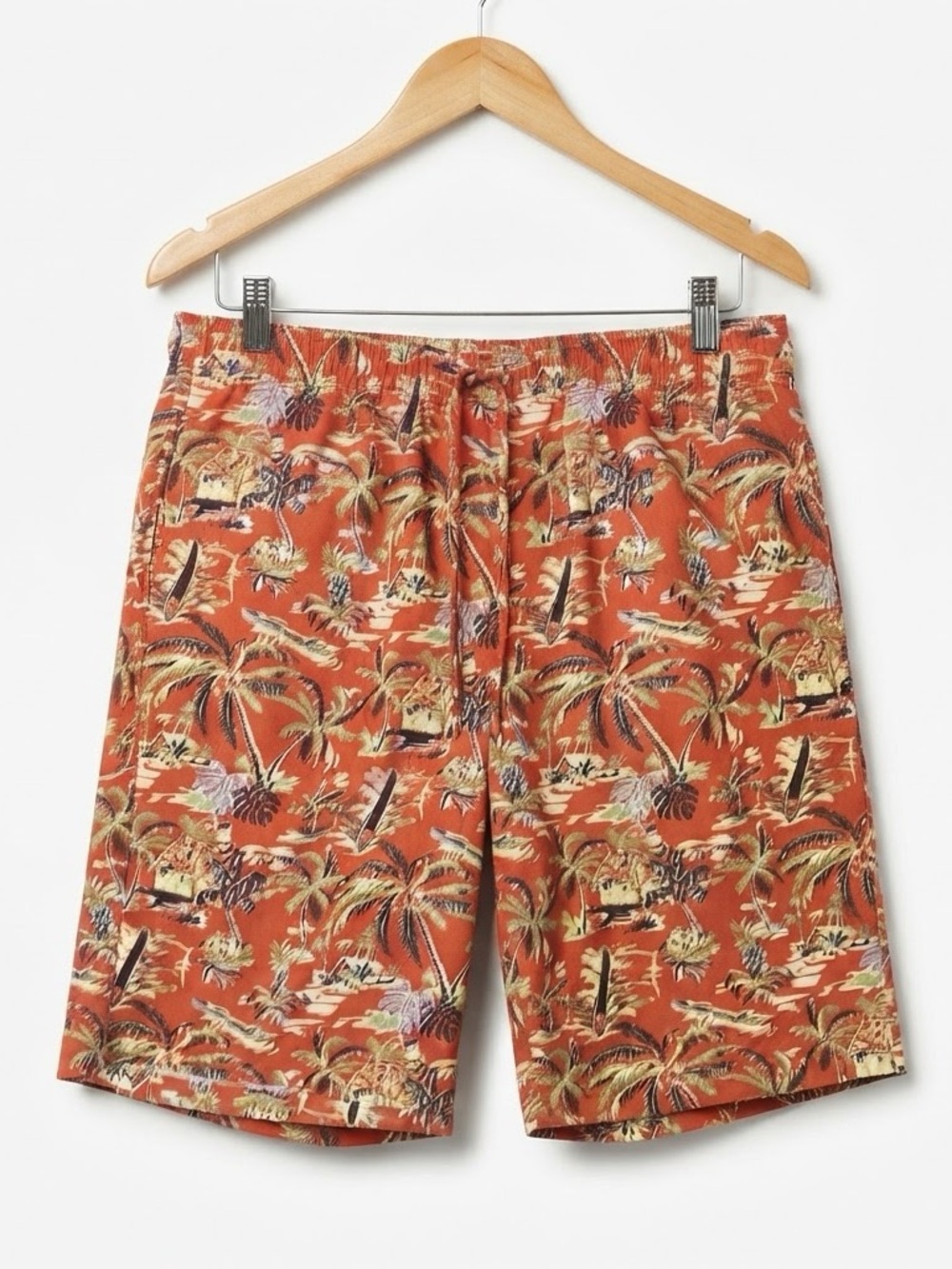 Chaps Men’s Flannel Shorts Hawaiian Rust Small